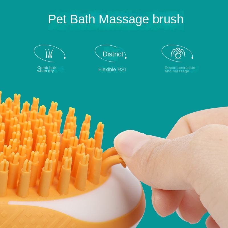 2-in-1 Dog & Cat Bath Brush - Soft Silicone Pet Grooming Tool for SPA Massage & Hair Cleaning