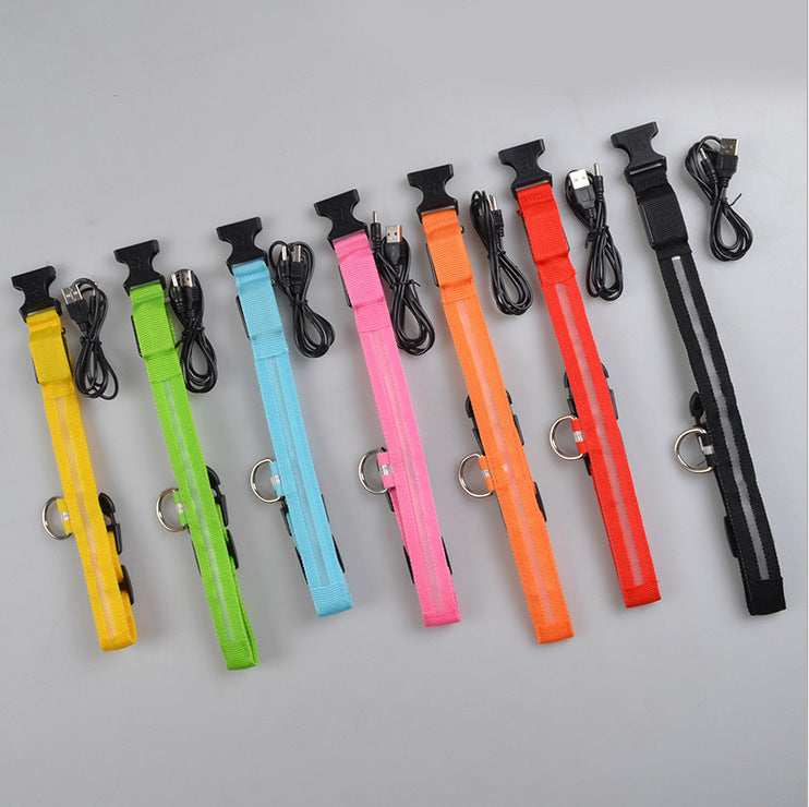 Glow-in-the-Dark LED Dog Collar – Reflective Night Safety Leash for Dogs & Cats