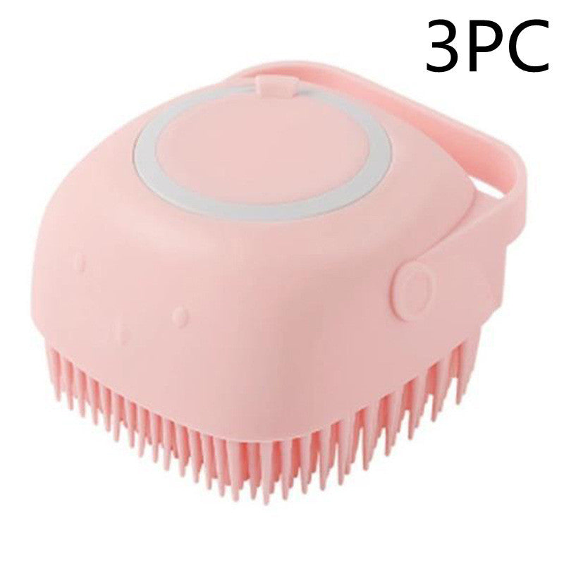 3-in-1 Silicone Pet Bath Gloves | Dog & Cat Grooming Massage Brush with Shampoo Dispenser, Exfoliating Bath Time Essentials