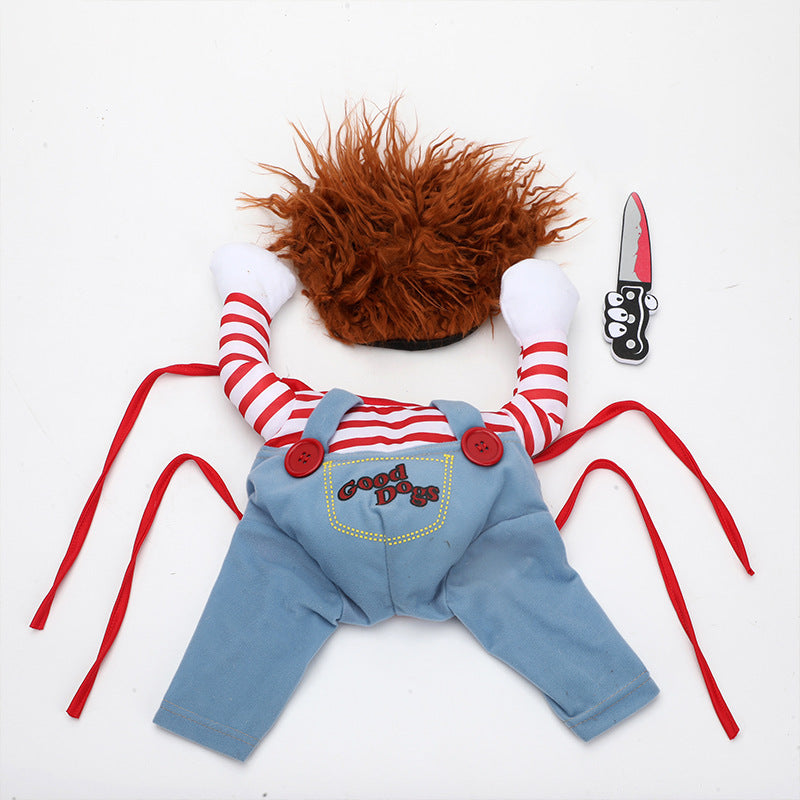 Spooktacular Halloween Pet Costume - Adjustable Dog Cat Cosplay Outfit with Scary & Funny Designs for Party, Trick-or-Treat