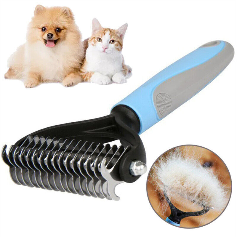 2-in-1 Pet Deshedding Brush for Dogs & Cats – Double-Sided Dematting Tool & Undercoat Rake | Reduce Shedding & Tangles