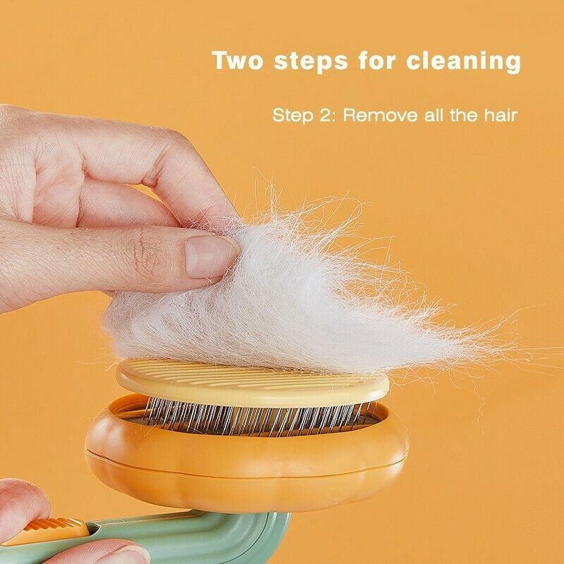 Self-Cleaning Pumpkin Slicker Brush for Dogs & Cats - Gentle Grooming Tool to Remove Loose Hair, Mats, and Tangles, Perfect for Puppies, Rabbits, and All Pets