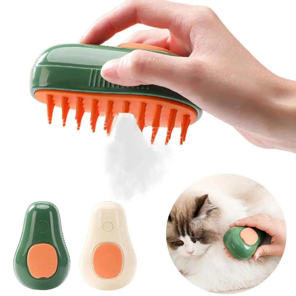 Self-Cleaning Electric Pet Grooming Brush – Steamy Massage & Avocado Design for Cats & Dogs