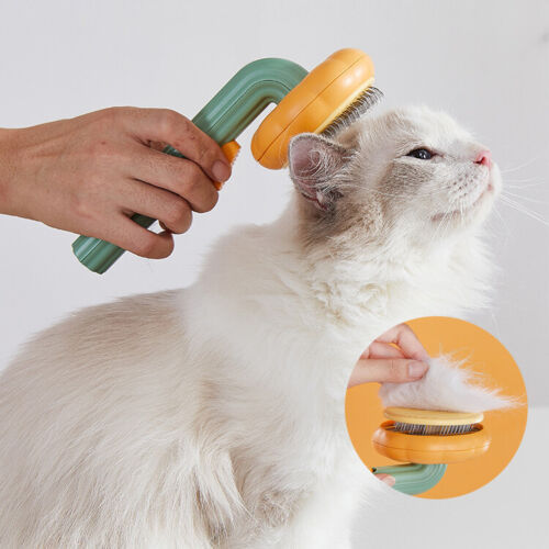 Self-Cleaning Pumpkin Slicker Brush for Dogs & Cats - Gentle Grooming Tool to Remove Loose Hair, Mats, and Tangles, Perfect for Puppies, Rabbits, and All Pets