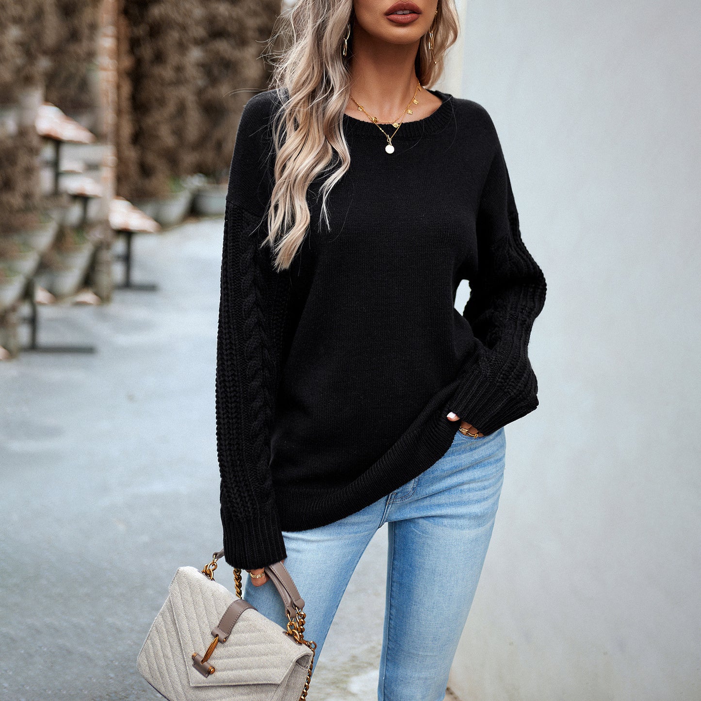 🔥Round Neck Sweaters Women's Clothing Long Sleeve Sweater