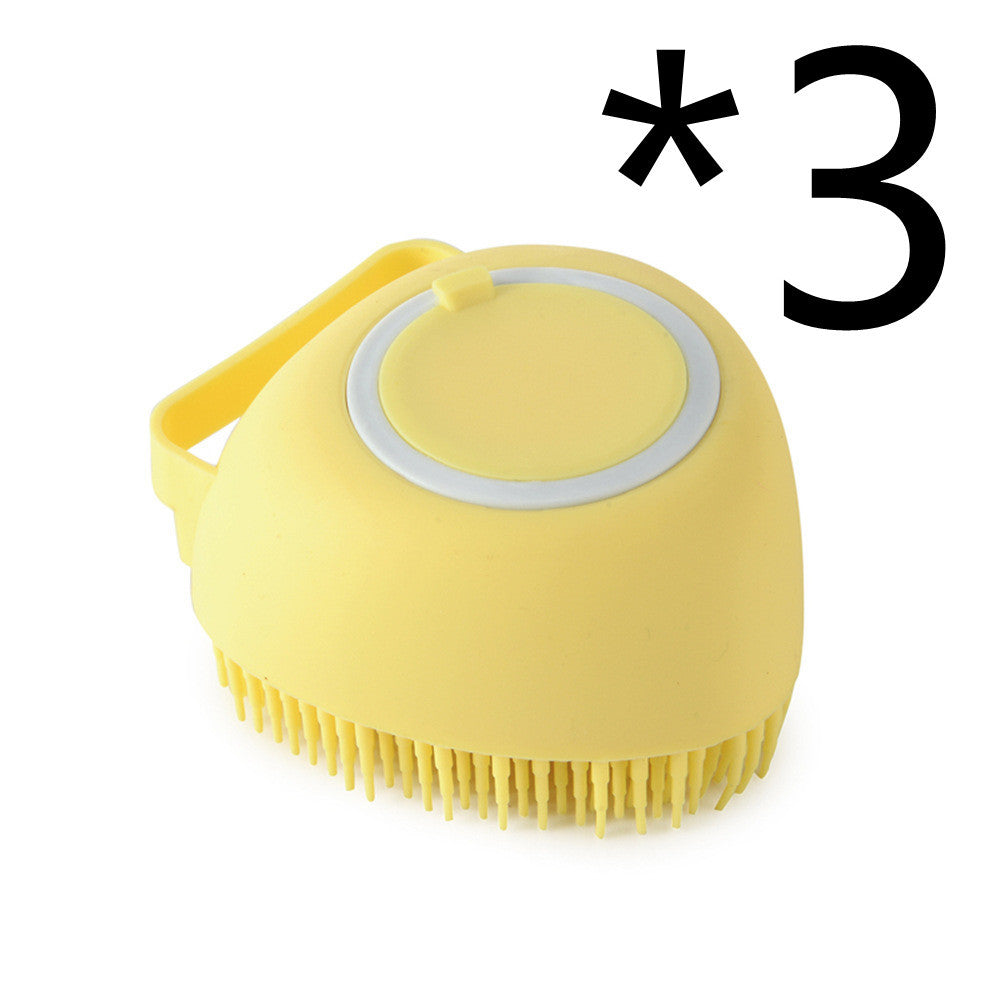 3-in-1 Silicone Pet Bath Gloves | Dog & Cat Grooming Massage Brush with Shampoo Dispenser, Exfoliating Bath Time Essentials