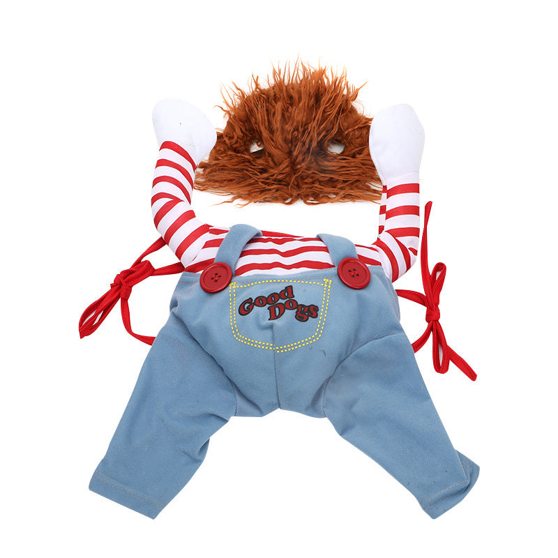 Spooktacular Halloween Pet Costume - Adjustable Dog Cat Cosplay Outfit with Scary & Funny Designs for Party, Trick-or-Treat