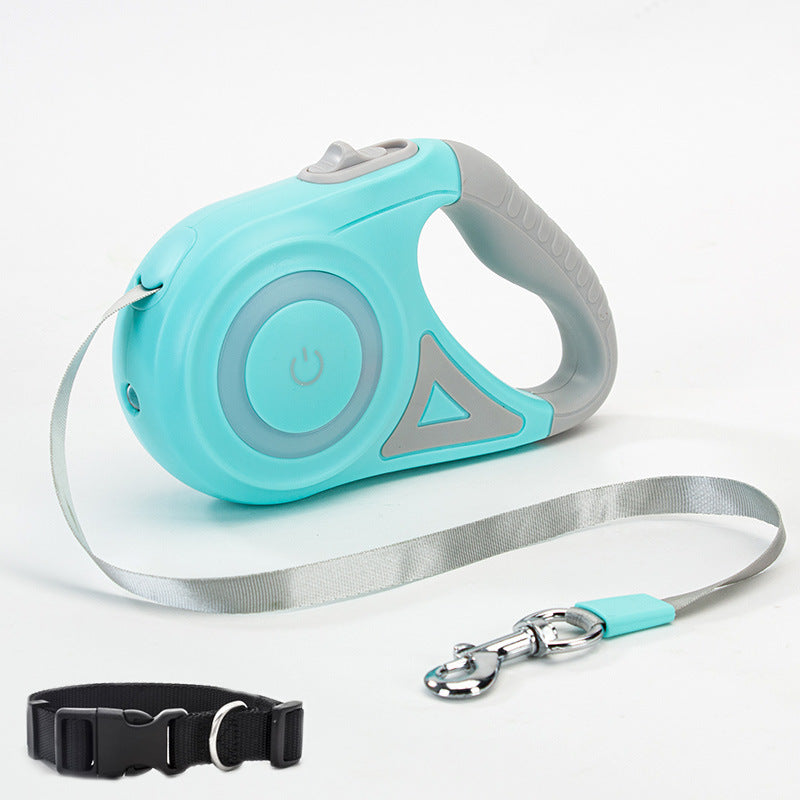 Retractable Dog Leash with Collar Set - Automatic Traction Rope for Small & Medium Dogs, Durable & Reflective