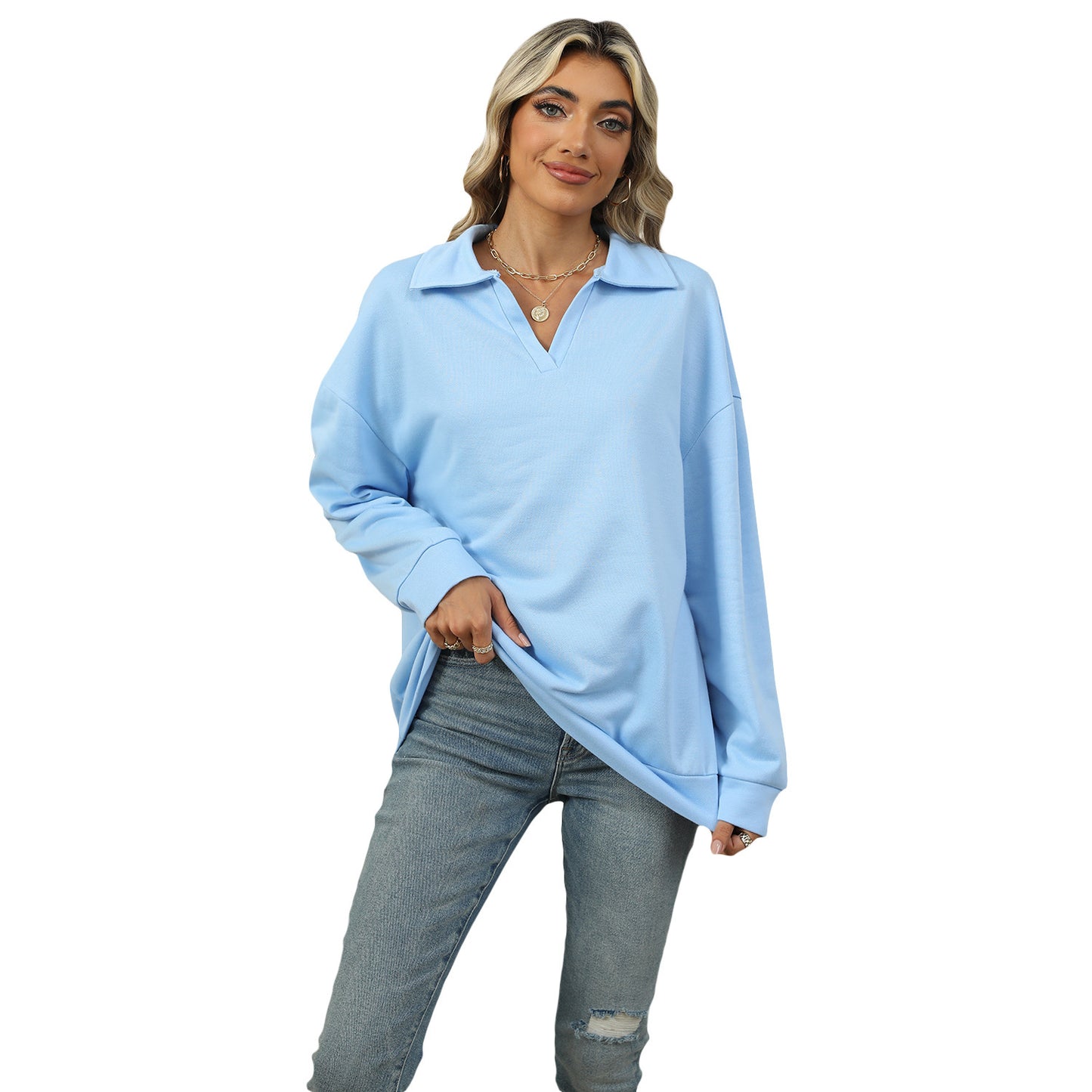 🔥New Lapel V-neck Sweatshirt for women