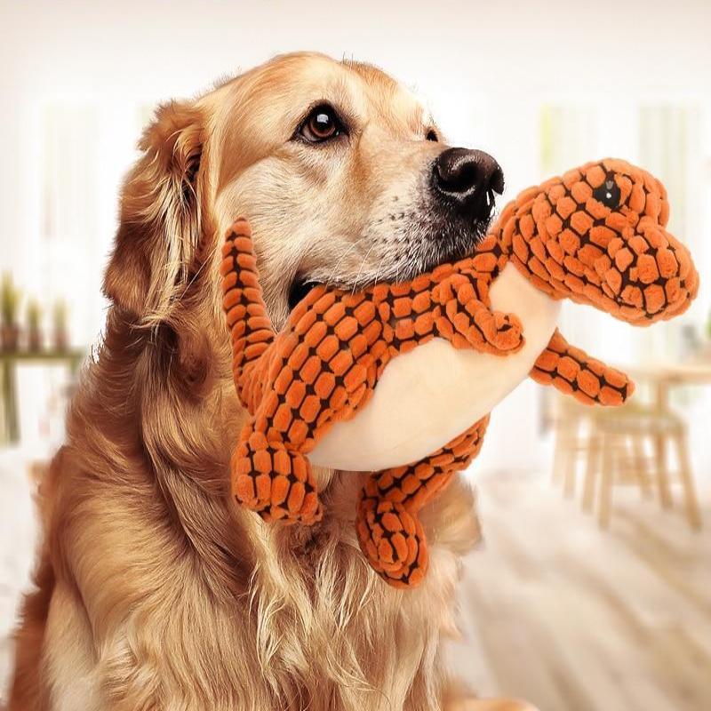 Dinosaur Chew Toys for Large Dogs - Interactive Plush Squeaky Toys for Giant Breeds, Durable & Fun for Chihuahuas