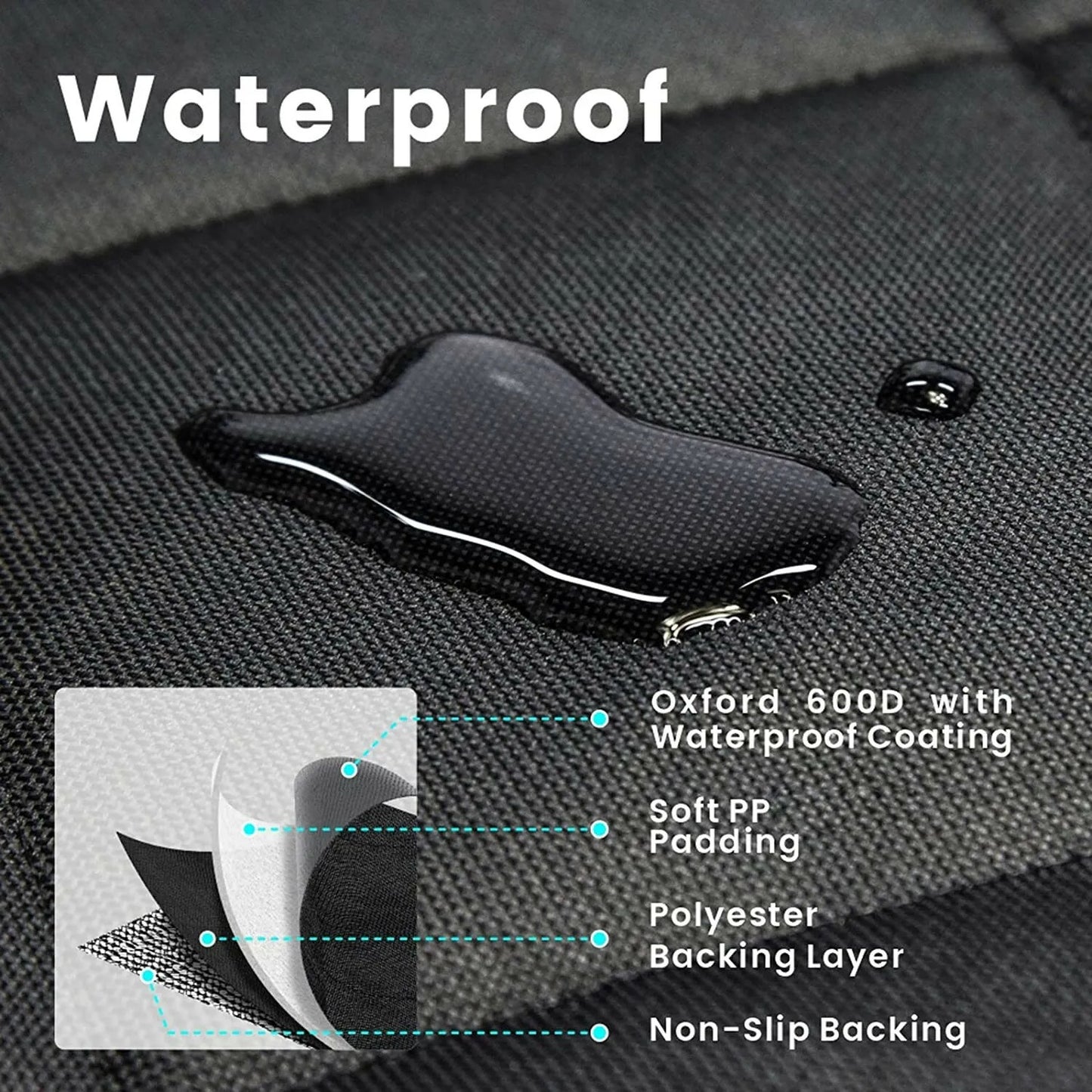 Waterproof Luxury Car Seat Cover for Pets - Durable & Stylish Bench Protector, Black