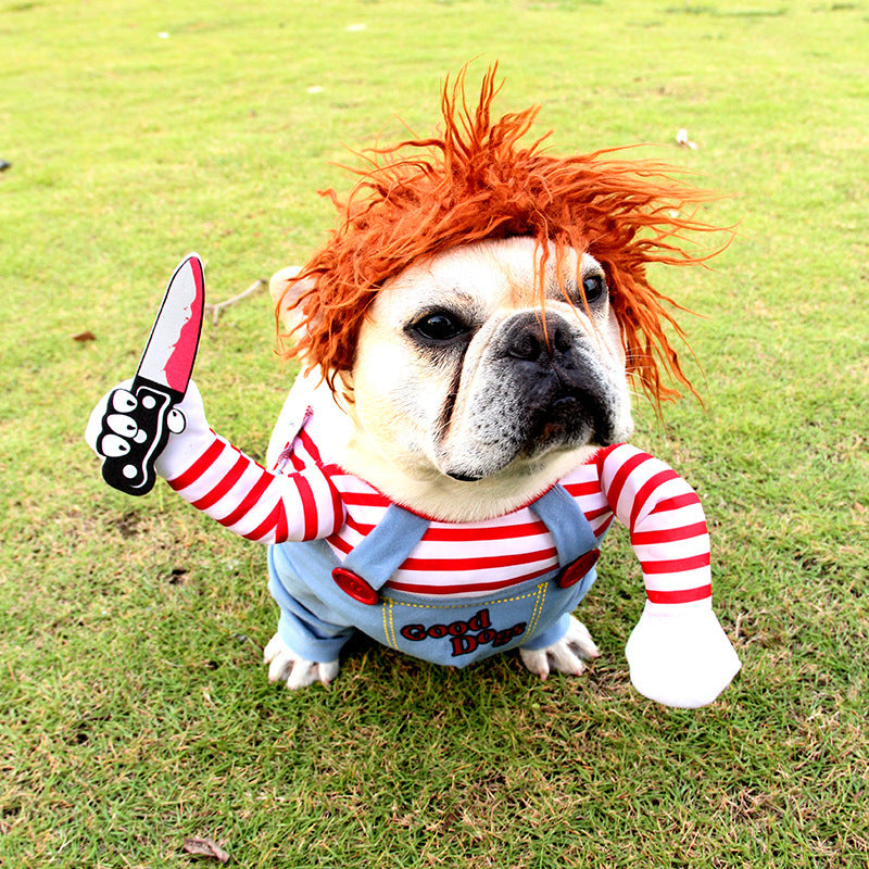 Spooktacular Halloween Pet Costume - Adjustable Dog Cat Cosplay Outfit with Scary & Funny Designs for Party, Trick-or-Treat
