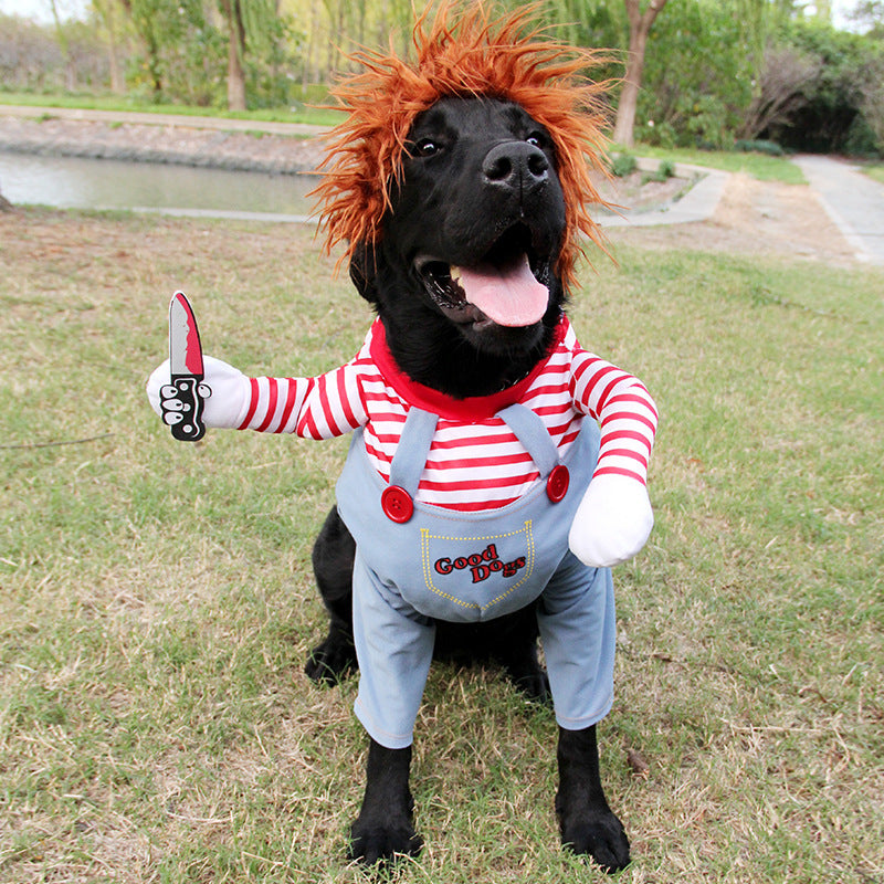 Spooktacular Halloween Pet Costume - Adjustable Dog Cat Cosplay Outfit with Scary & Funny Designs for Party, Trick-or-Treat