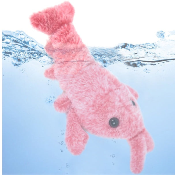 USB Rechargeable Jumping Shrimp Toy - Realistic Lobster Fun for Cats