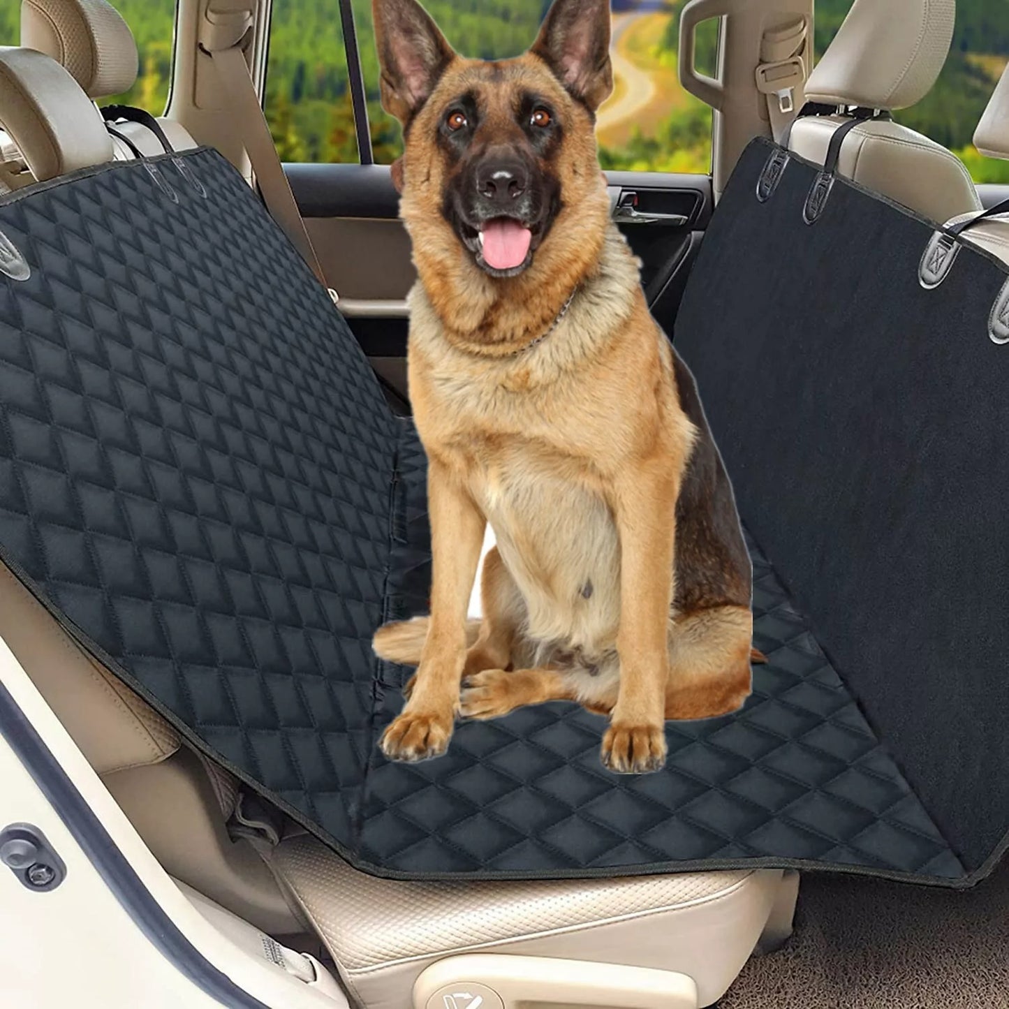 Waterproof Luxury Car Seat Cover for Pets - Durable & Stylish Bench Protector, Black