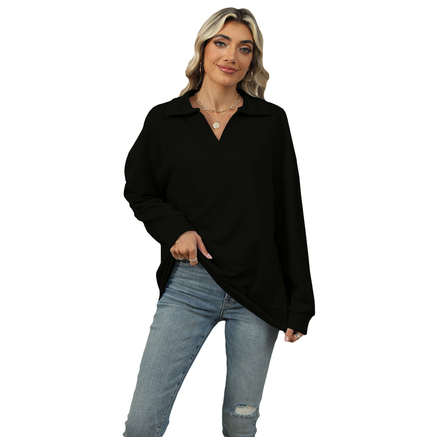 🔥New Lapel V-neck Sweatshirt for women