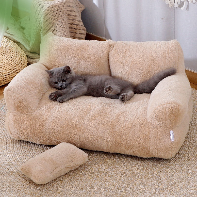Cozy Winter Cat Bed Sofa - Luxury Plush Pet Nest for Small & Medium Dogs and Cats