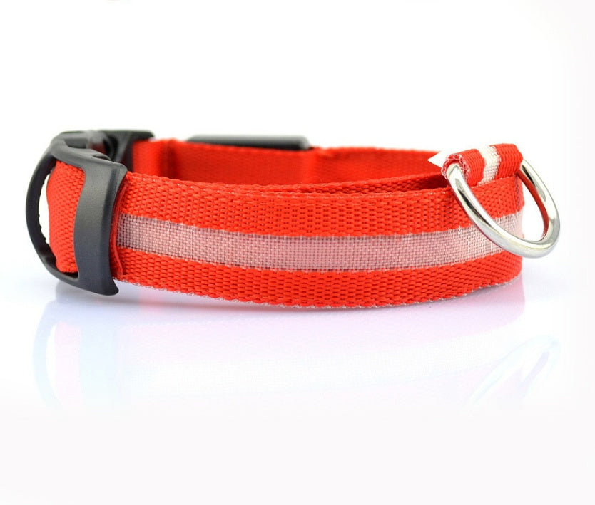 Glow-in-the-Dark LED Dog Collar – Reflective Night Safety Leash for Dogs & Cats