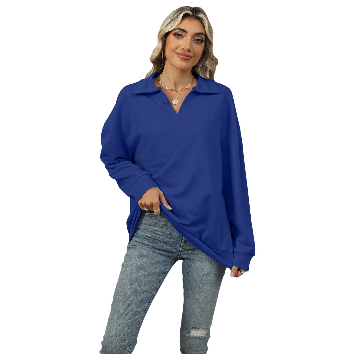 🔥New Lapel V-neck Sweatshirt for women