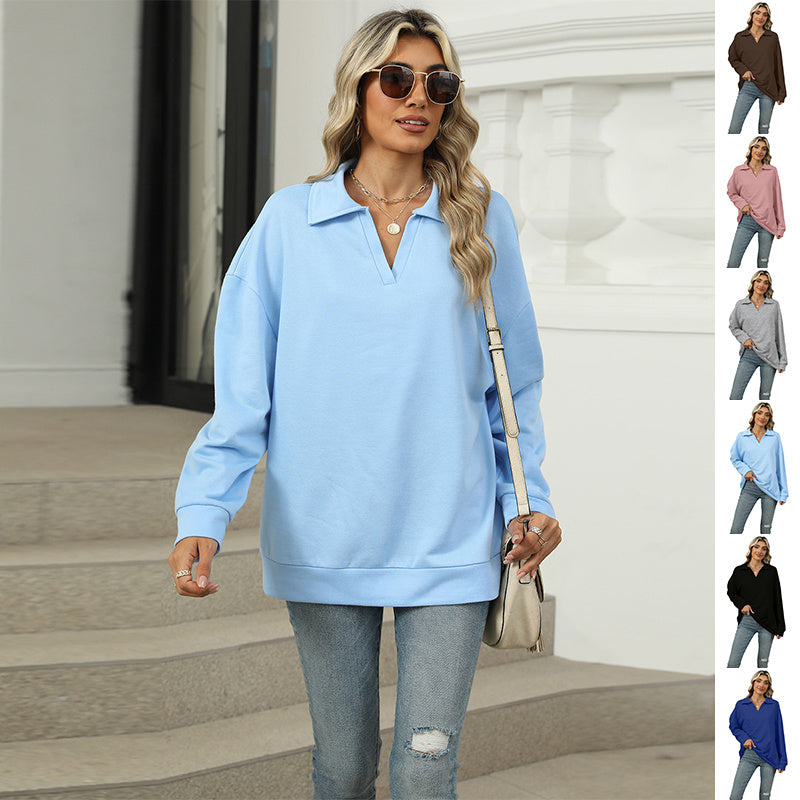 🔥New Lapel V-neck Sweatshirt for women