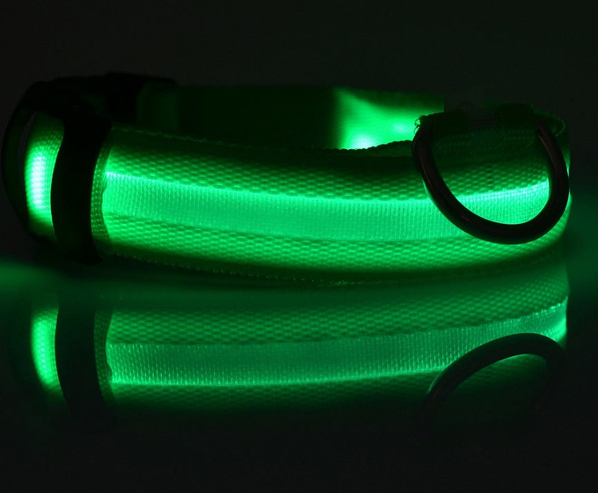Glow-in-the-Dark LED Dog Collar – Reflective Night Safety Leash for Dogs & Cats