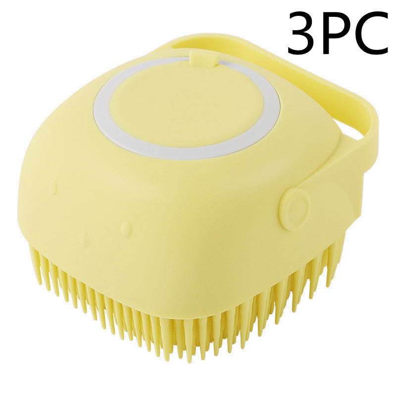 3-in-1 Silicone Pet Bath Gloves | Dog & Cat Grooming Massage Brush with Shampoo Dispenser, Exfoliating Bath Time Essentials