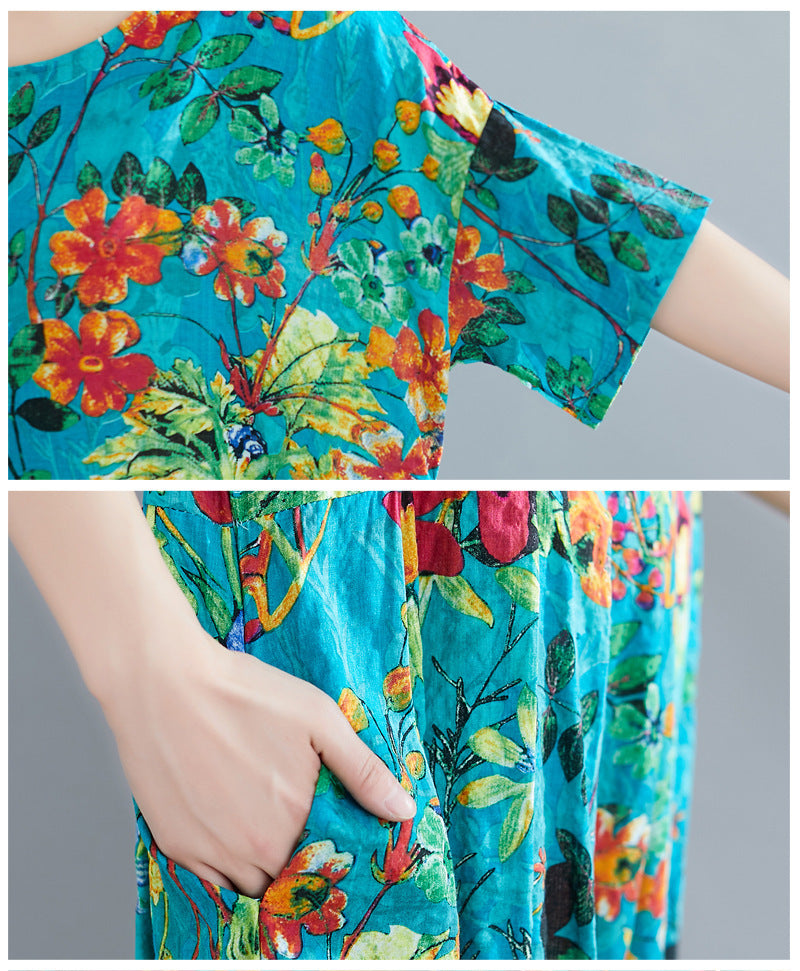 Literary Style Plus Size Loose Slim Dress