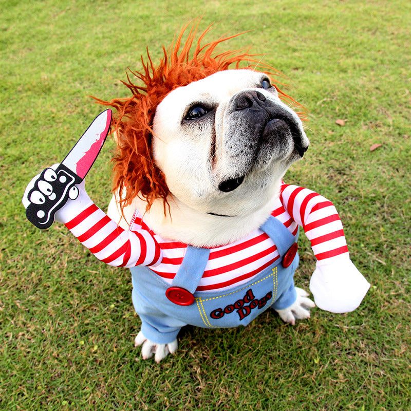 Spooktacular Halloween Pet Costume - Adjustable Dog Cat Cosplay Outfit with Scary & Funny Designs for Party, Trick-or-Treat
