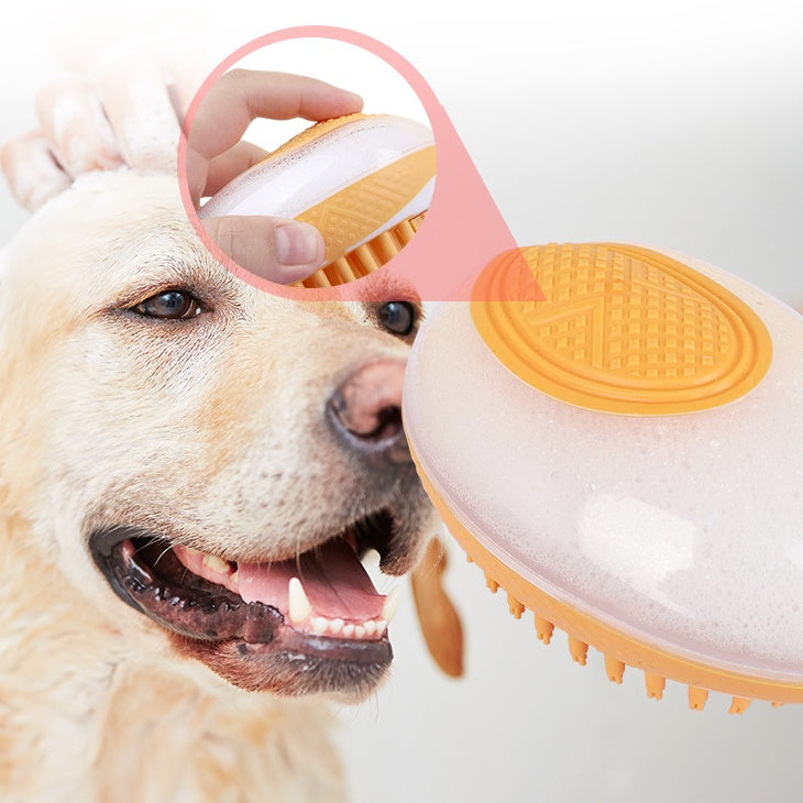 2-in-1 Dog & Cat Bath Brush - Soft Silicone Pet Grooming Tool for SPA Massage & Hair Cleaning