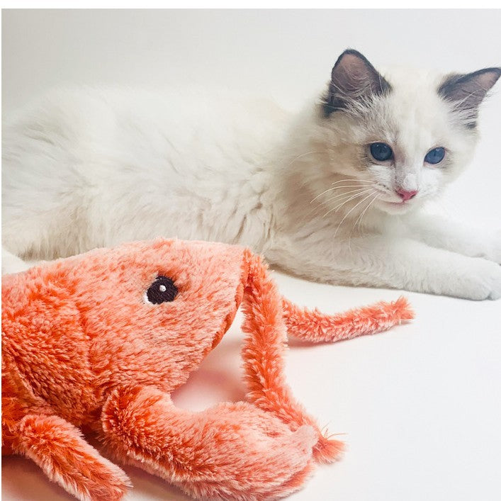 USB Rechargeable Jumping Shrimp Toy - Realistic Lobster Fun for Cats