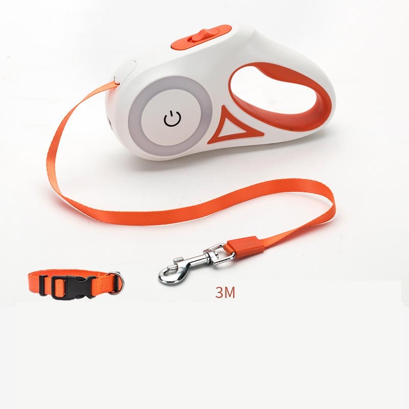 Retractable Dog Leash with Collar Set - Automatic Traction Rope for Small & Medium Dogs, Durable & Reflective
