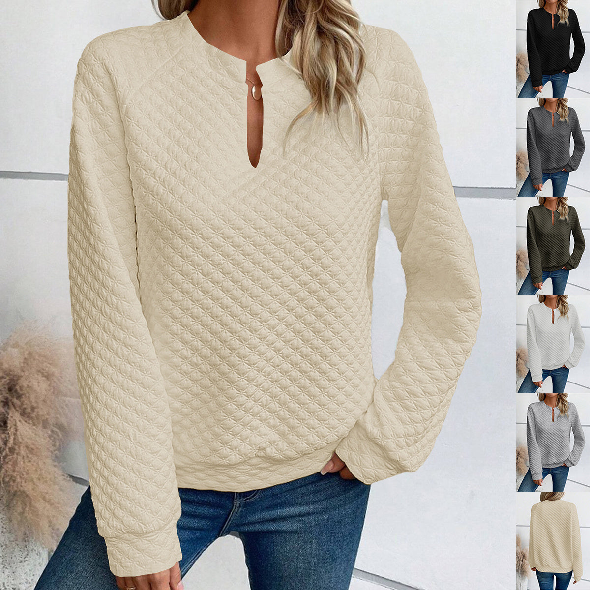 🔥V-neck Long-sleeved T-shirt