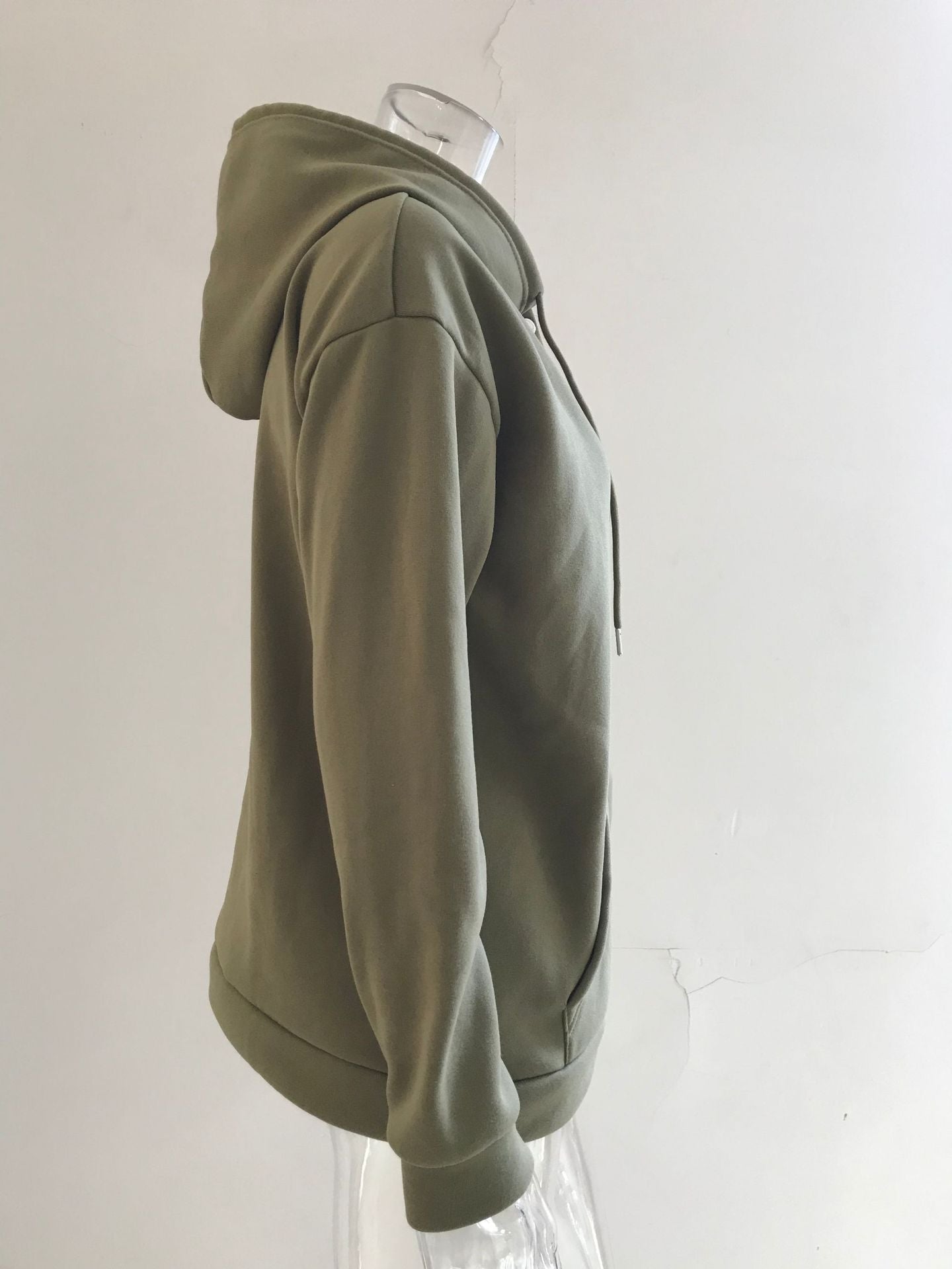 Casual Button Drawstring Design Hoodie Top Spring Sports Clothing For Women