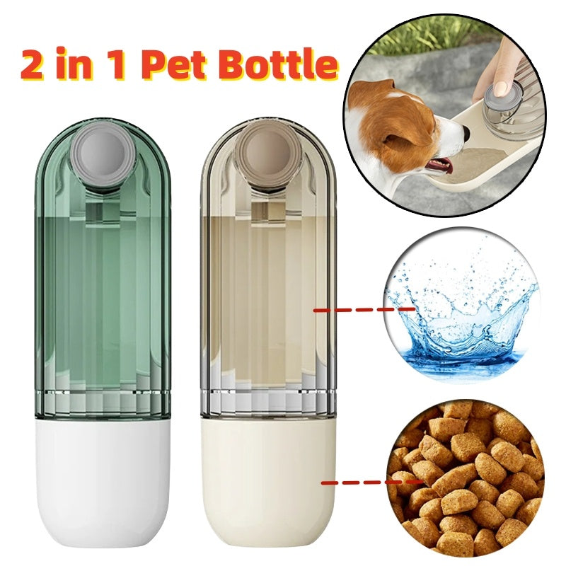 2-in-1 Portable Dog Water Bottle & Bowl - Leak-Proof Design for Walking, Hiking, and Outdoor Adventures, Green