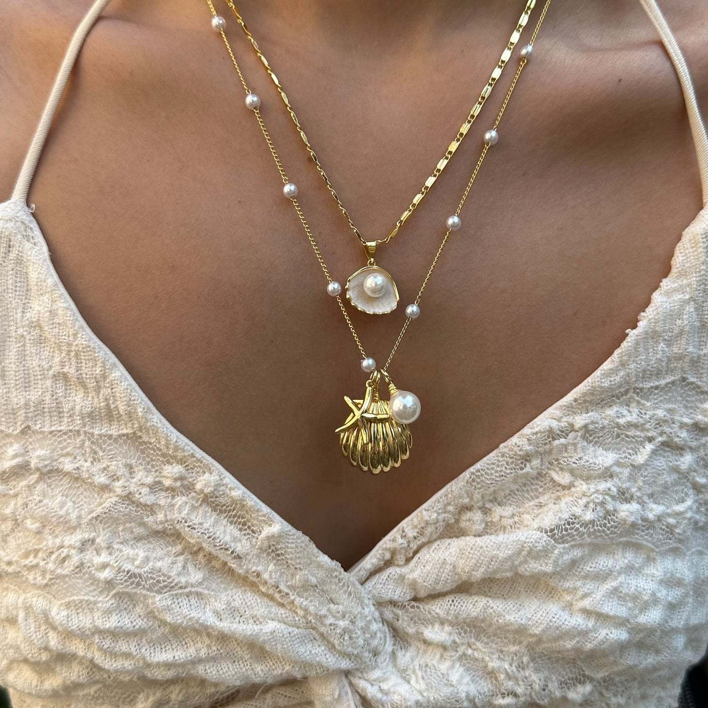European And American Shell Necklace Pearl Necklace Seaside Style Retro Style French