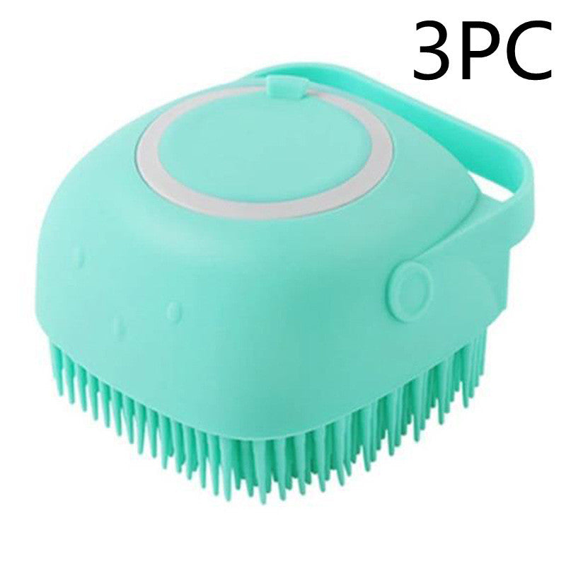 3-in-1 Silicone Pet Bath Gloves | Dog & Cat Grooming Massage Brush with Shampoo Dispenser, Exfoliating Bath Time Essentials