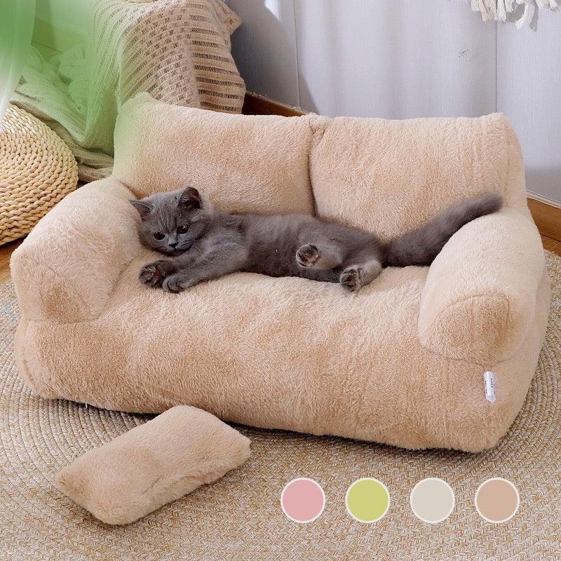 Cozy Winter Cat Bed Sofa - Luxury Plush Pet Nest for Small & Medium Dogs and Cats