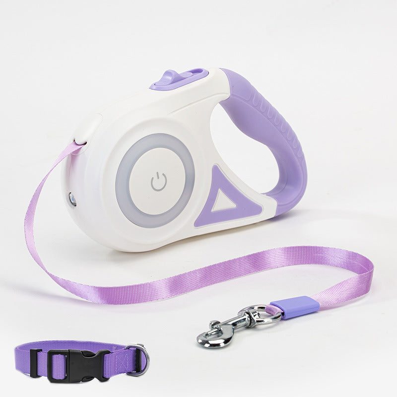 Retractable Dog Leash with Collar Set - Automatic Traction Rope for Small & Medium Dogs, Durable & Reflective