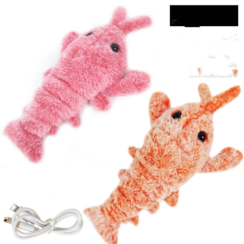 USB Rechargeable Jumping Shrimp Toy - Realistic Lobster Fun for Cats