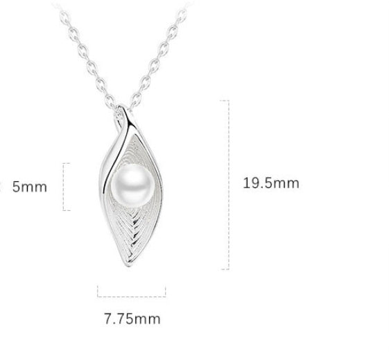Sterling Silver Pearl Leaf Necklace