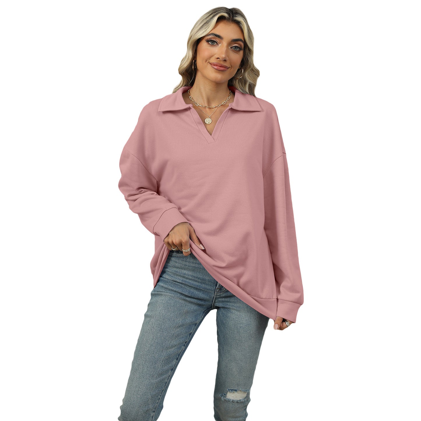 🔥New Lapel V-neck Sweatshirt for women