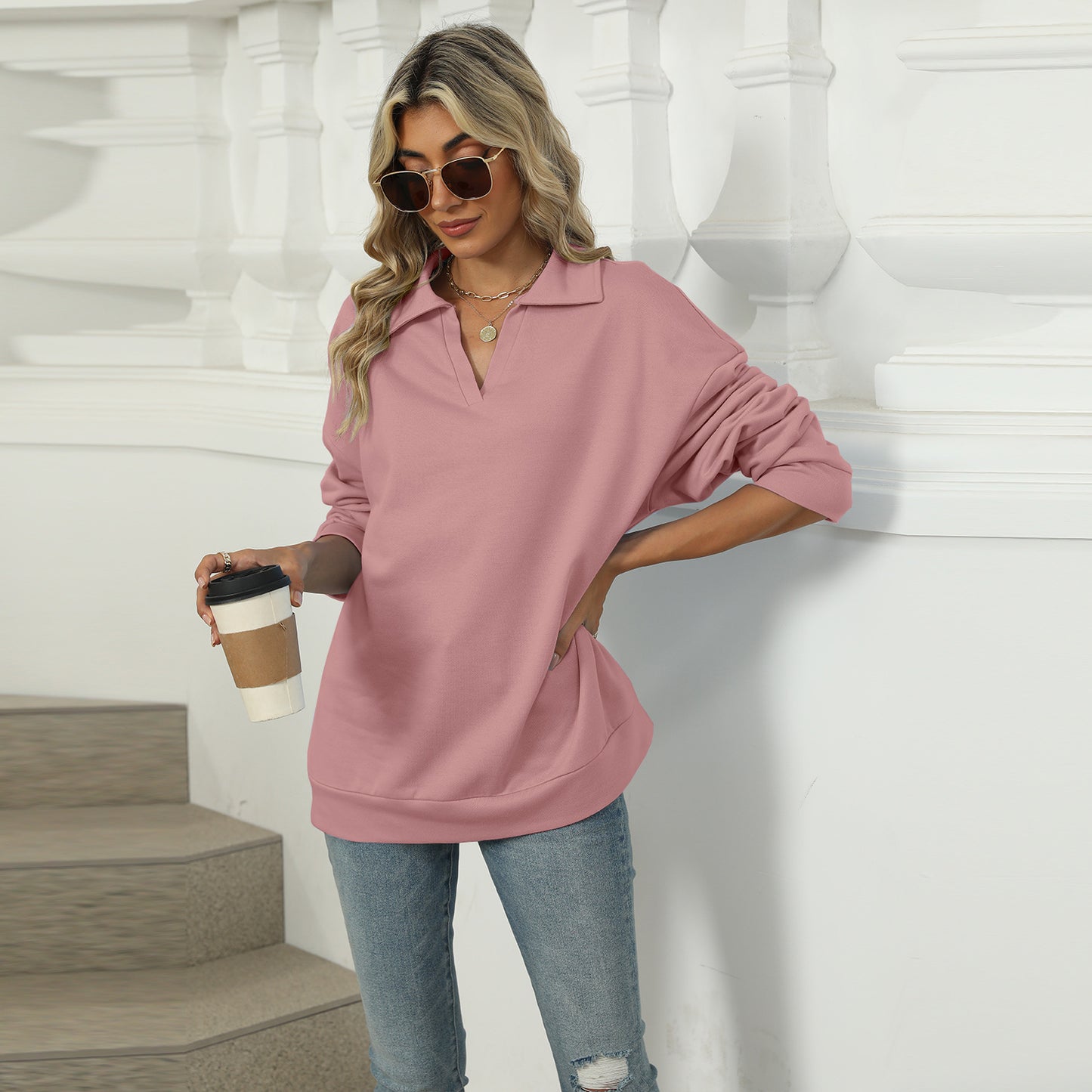 🔥New Lapel V-neck Sweatshirt for women