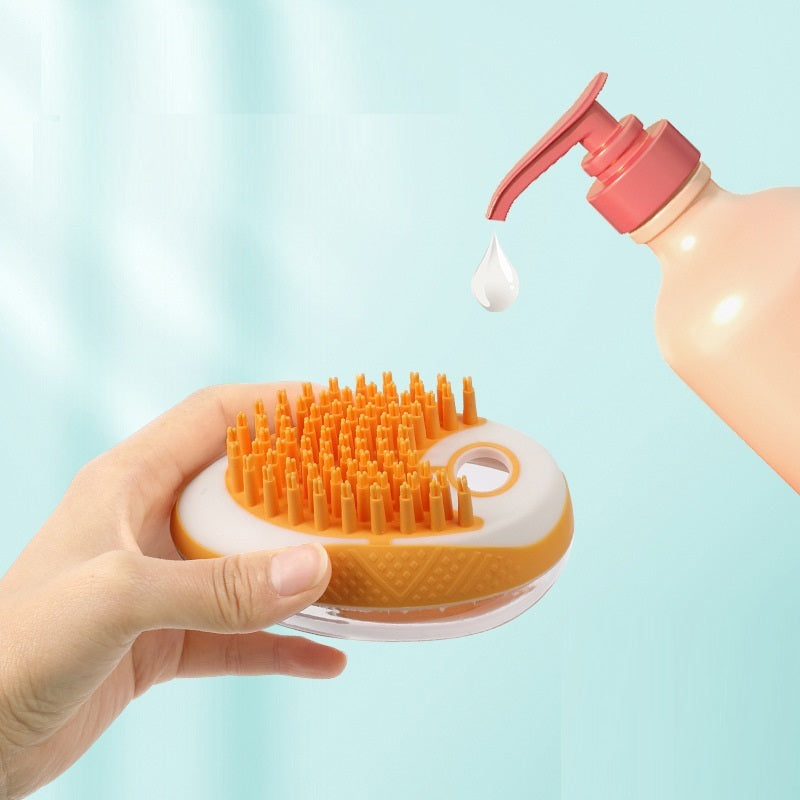2-in-1 Dog & Cat Bath Brush - Soft Silicone Pet Grooming Tool for SPA Massage & Hair Cleaning