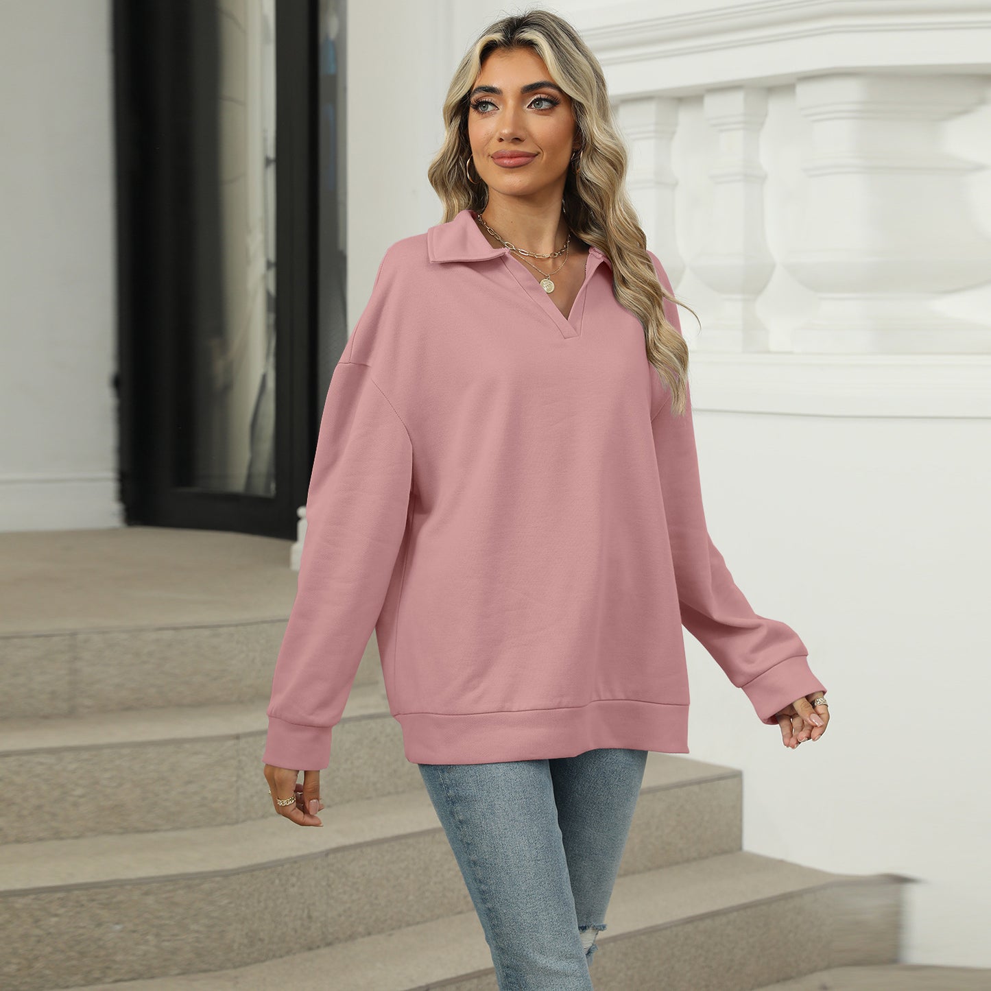 🔥New Lapel V-neck Sweatshirt for women