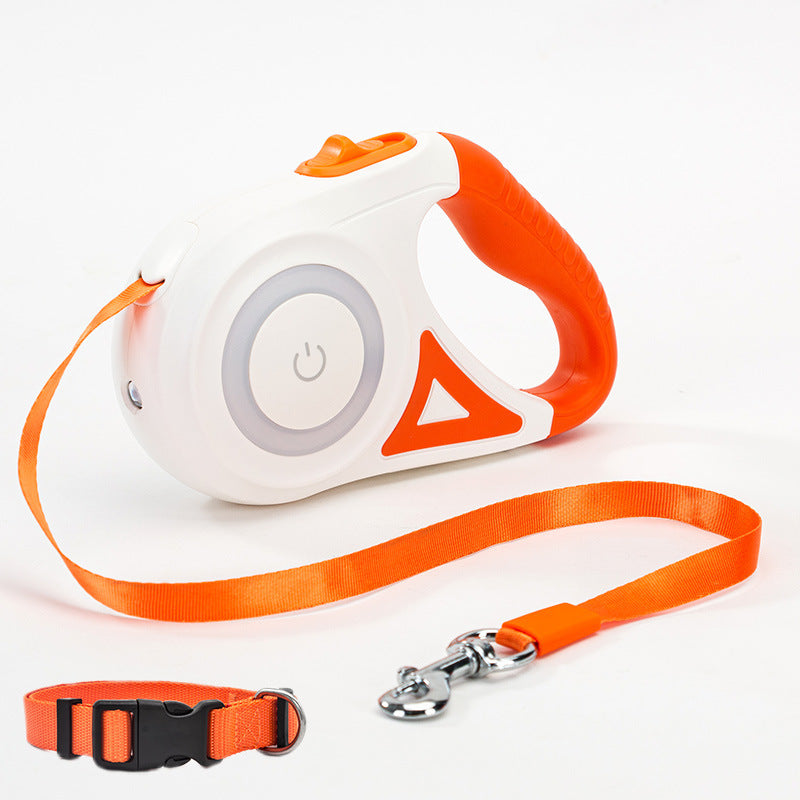 Retractable Dog Leash with Collar Set - Automatic Traction Rope for Small & Medium Dogs, Durable & Reflective