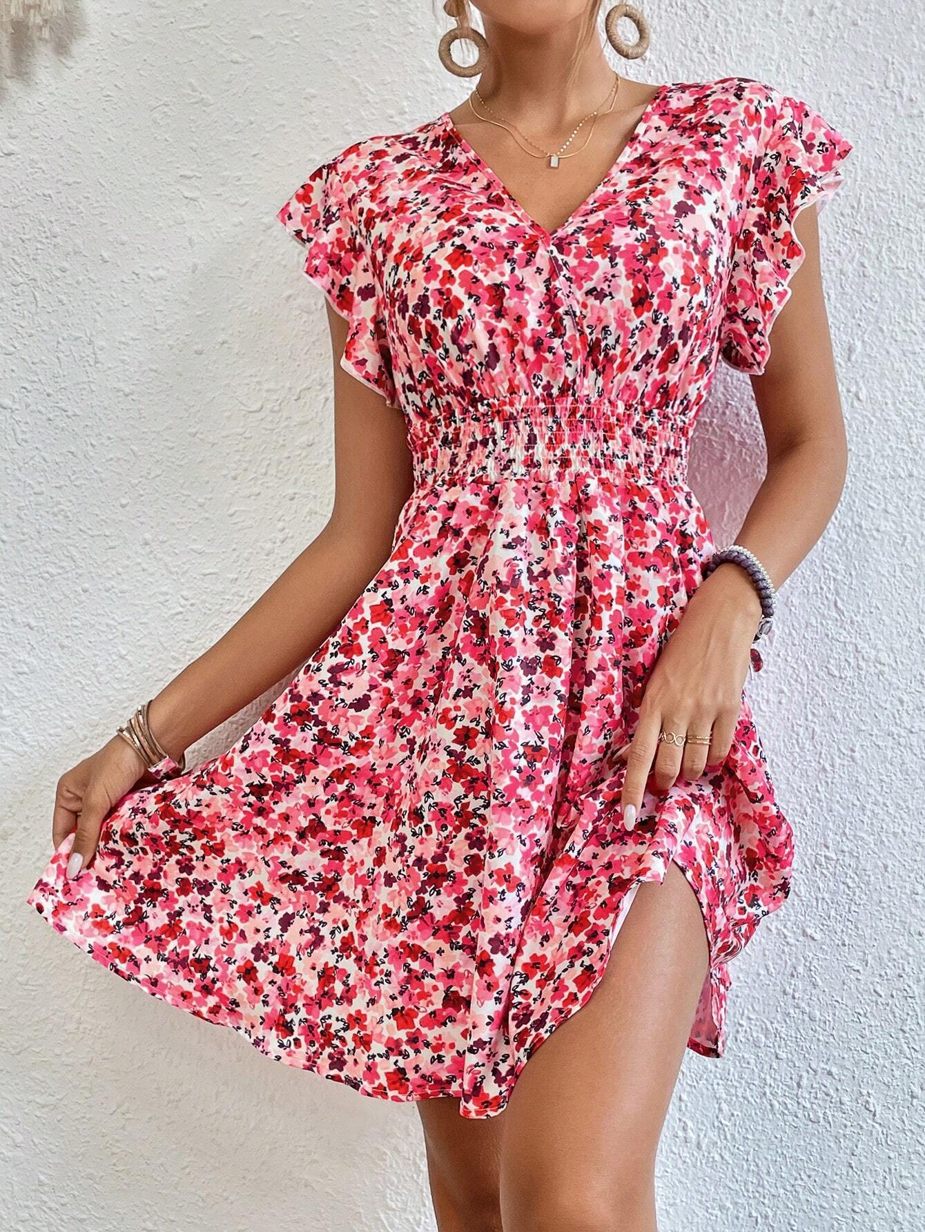 Women's Printed Flounced Dress