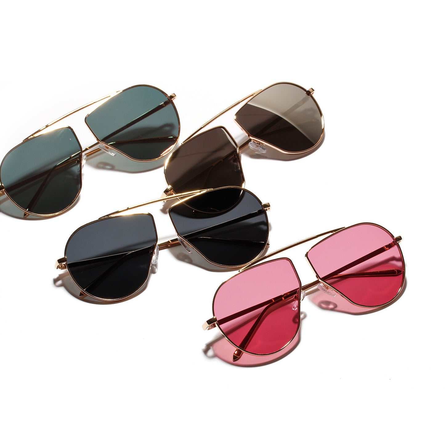 Polygonal Big Frame Sunglasses, Metal Frame Sunglasses For Women