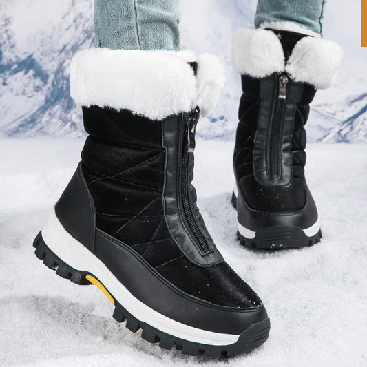 Women's Snow Boots Lightweight Platform Zipper Ankle Boots Winter Keep Warm Plush Shoes Outdoor Thickened High-top Plus Velvet Shoes