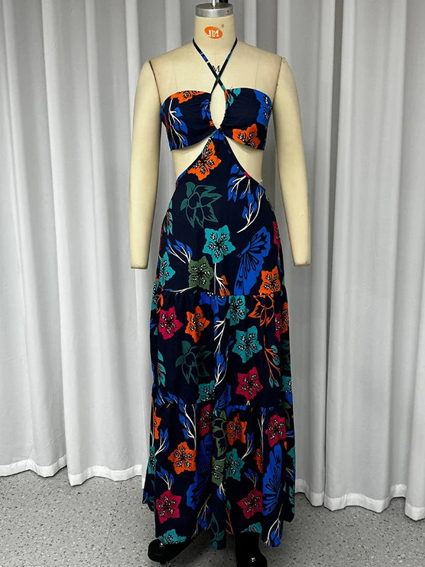 Women's Fashion Printing Leisure  Long Dress