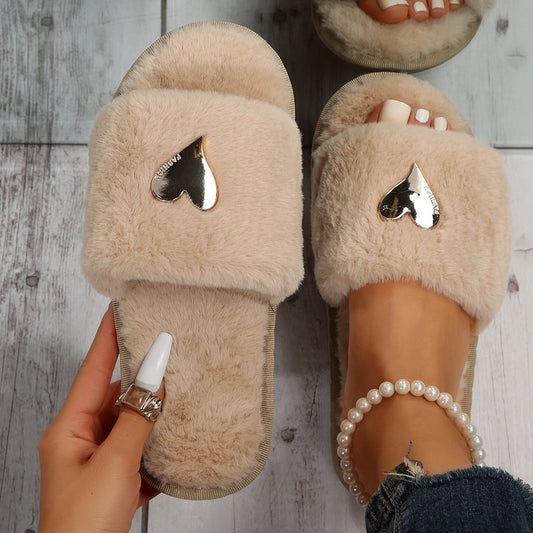 Fluffy Slipper Fall Winter Warm Home Fur Furry Slippers Women Plush Shoes Indoor House Fuzzy Flip Flops Female Padded Fleece Living Bedroom